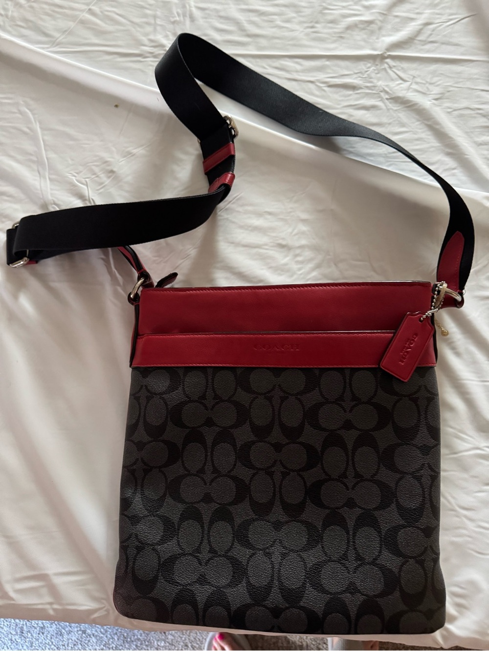 Coach Women’s Crossbody Messenger Bag in Black and Red